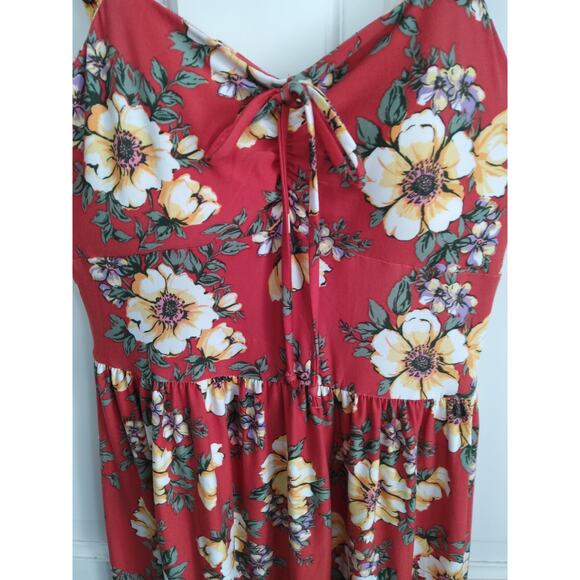 Floral Coquette baby doll maxi dress Orange Hawaiian hi-low sz M Derek Heart - Picture 4 of 7